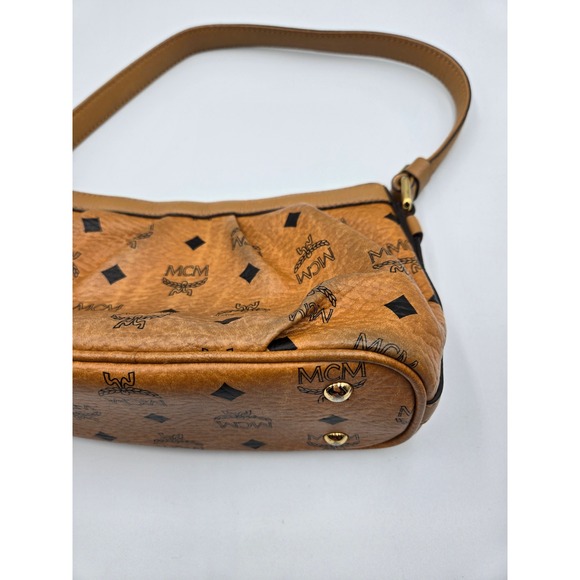 MCM Monogram Shoulder Bag‎ Designer Purse Handbag Top Handle Small - Picture 6 of 8